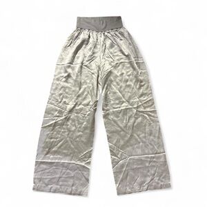 PJ HARLOW Lola Satin Lounge Pants Silk Silver Sz Small